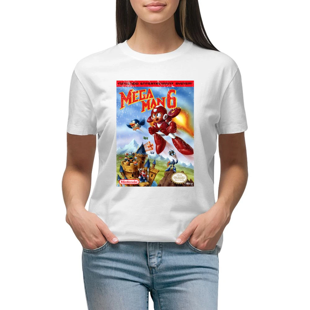 Mega Man 6 Nes Nintendo Old School Retro Video Game Fan Distressed T S Premium Women Ladies T-shirt