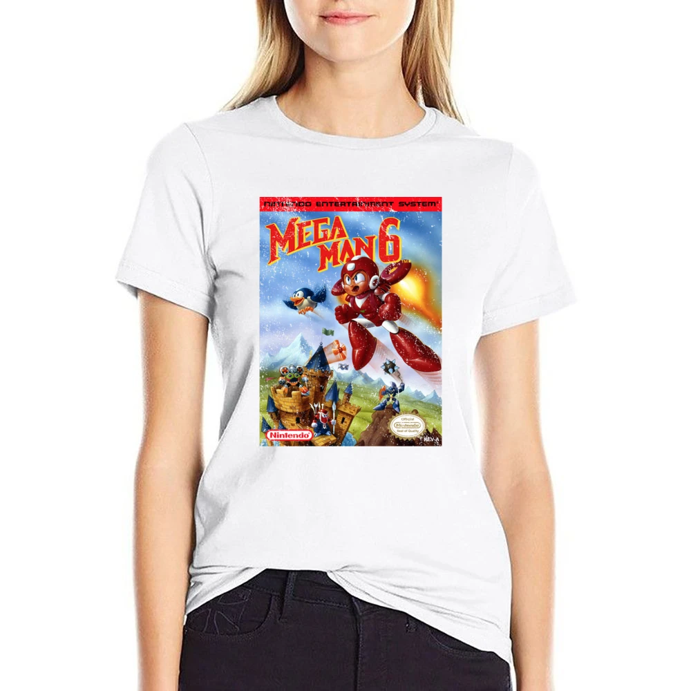 Mega Man 6 Nes Nintendo Old School Retro Video Game Fan Distressed T S US Size Women Ladies T-shirt