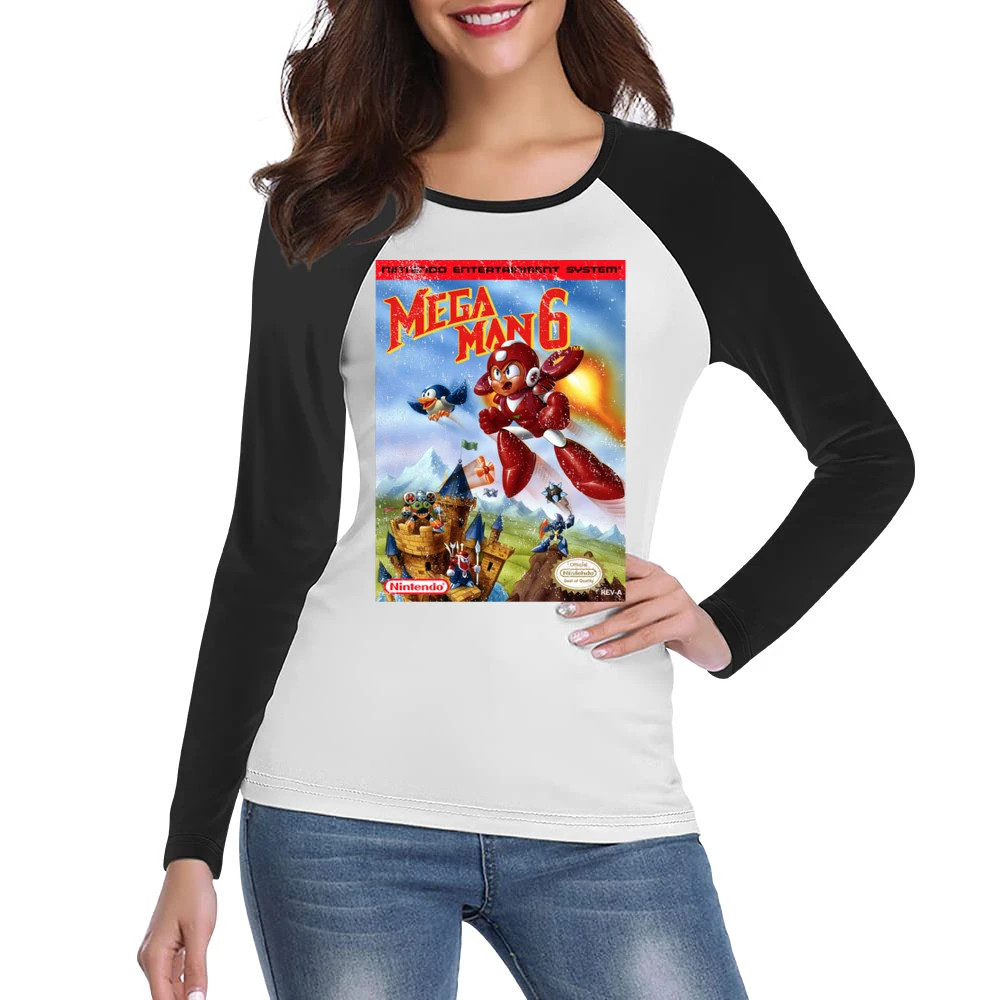 Mega Man 6 Nes Nintendo Old School Retro Video Game Fan Distressed T S Women Ladies Long Sleeve T-Shirt