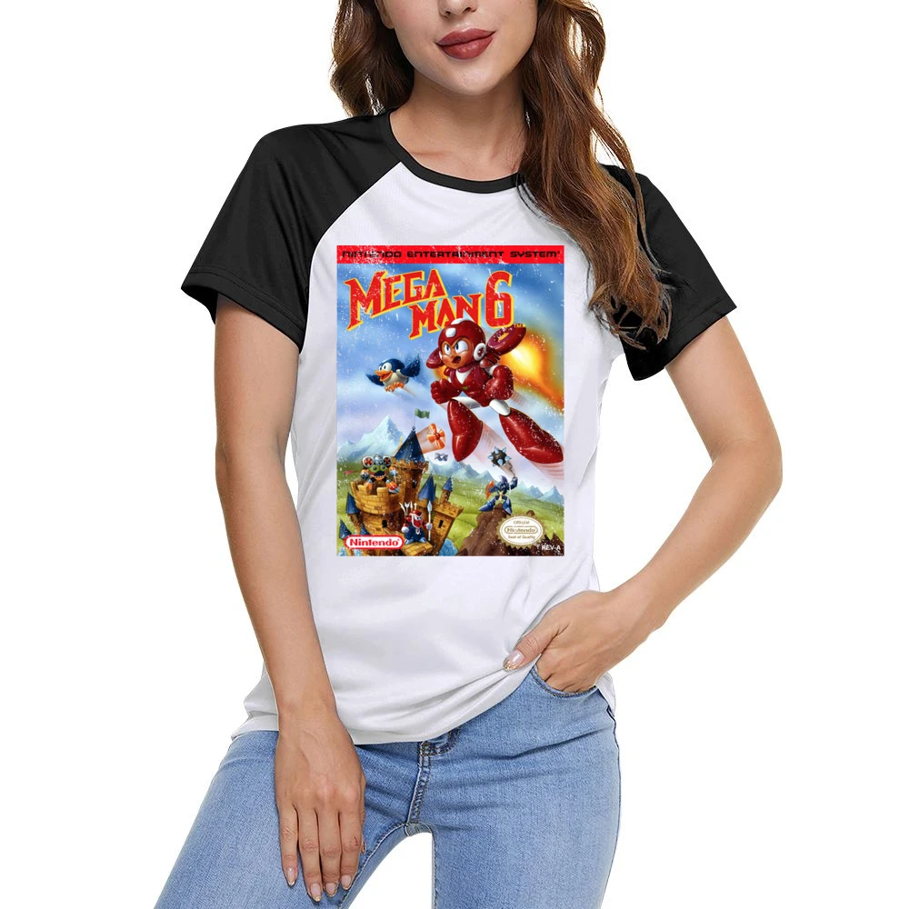 Mega Man 6 Nes Nintendo Old School Retro Video Game Fan Distressed T S Women Ladies Short Sleeve T-Shirt