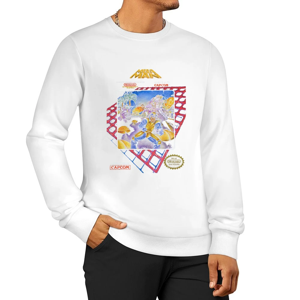 Mega Man Nes Nintendo Old School Retro Video Game Fan Distressed T Shi Men Pullover Sweatshirt