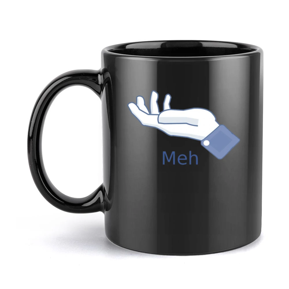 Meh sign hand finger Black Mug