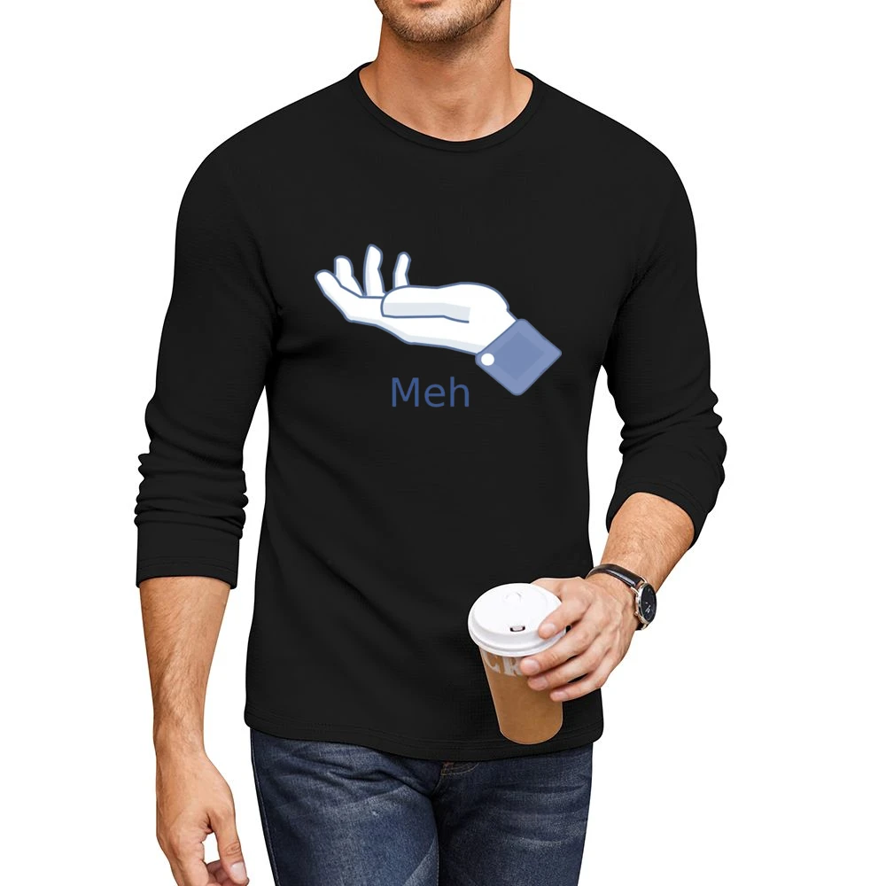 Meh sign hand finger Men CrewNeck Long Sleeve T-Shirt