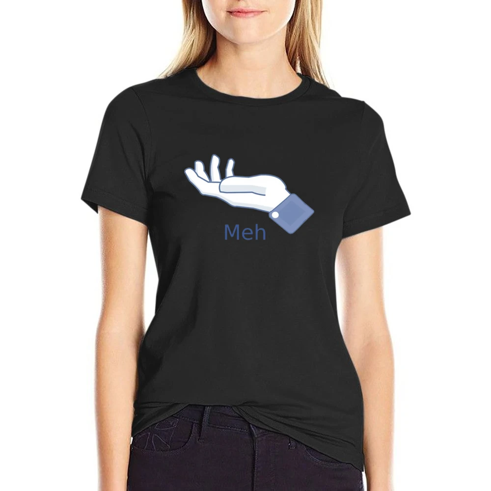 Meh sign hand finger US Size Women Ladies T-shirt