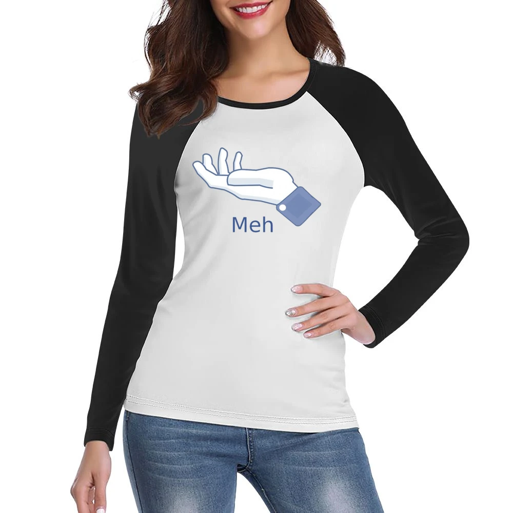 Meh sign hand finger Women Ladies Long Sleeve T-Shirt