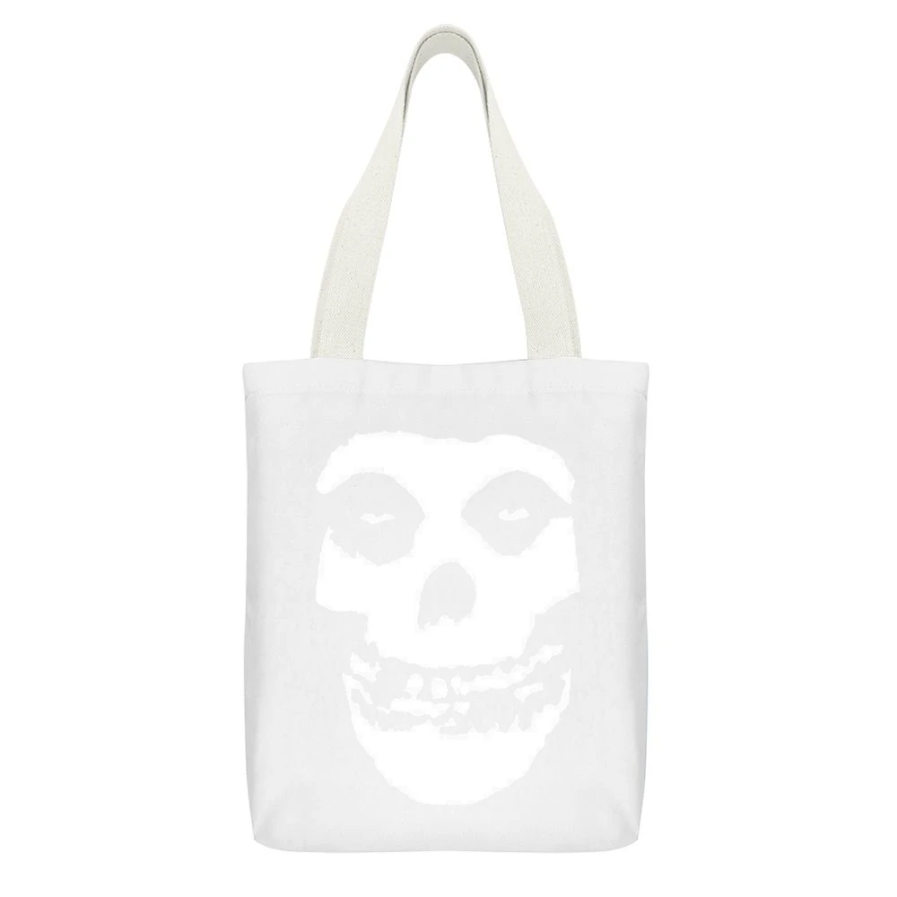 Metal Band horror misfit White Canvas Tote Shopping Bag With Interior Pocket
