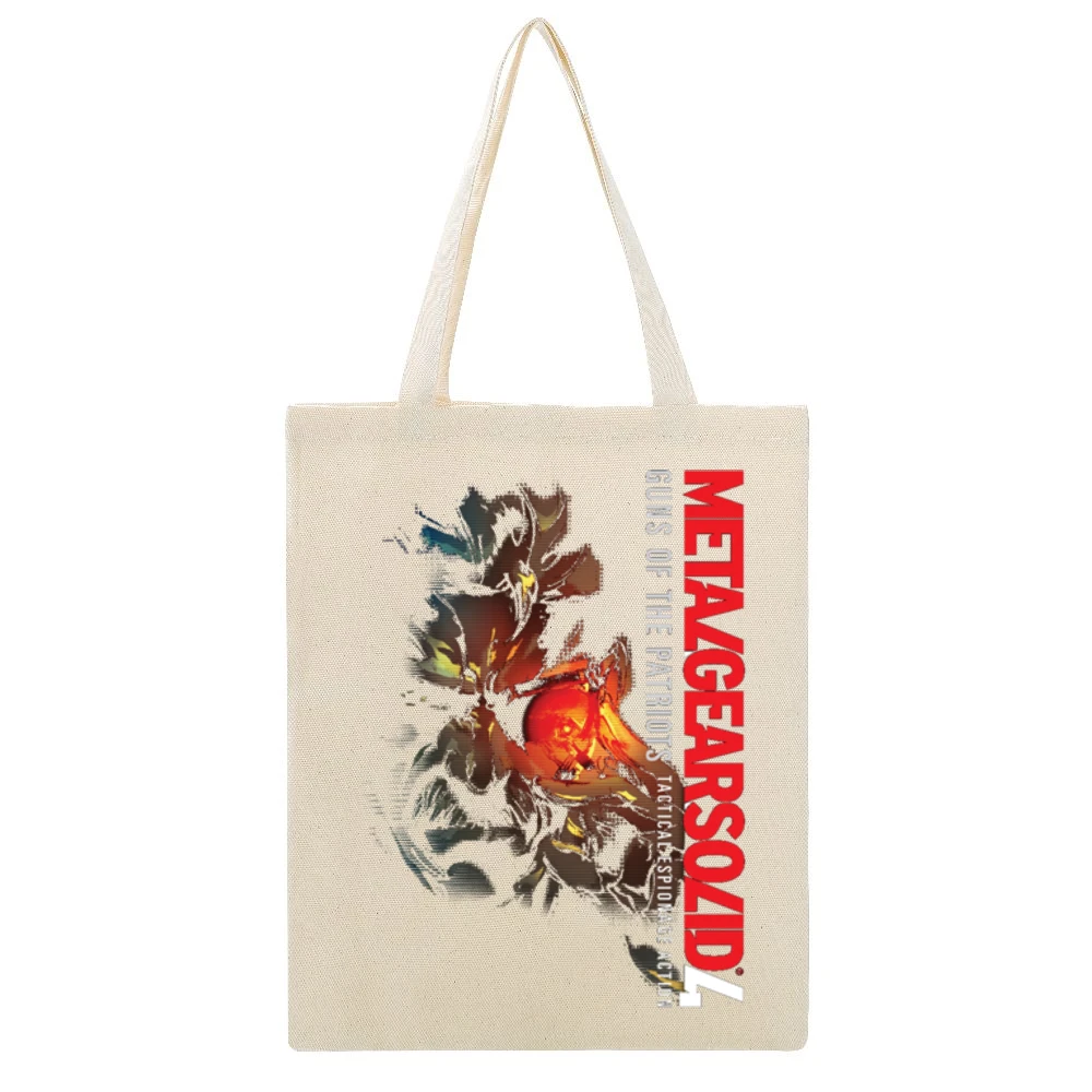 Metal Gear Solid 4 Solid Snake Beige Canvas Tote Shopping Bag
