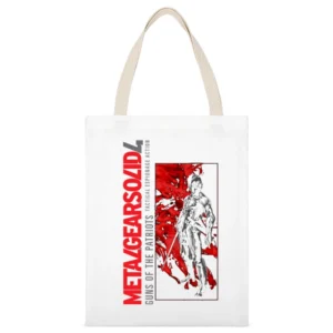 Metal Gear Solid 4 White Canvas Tote Shopping Bag