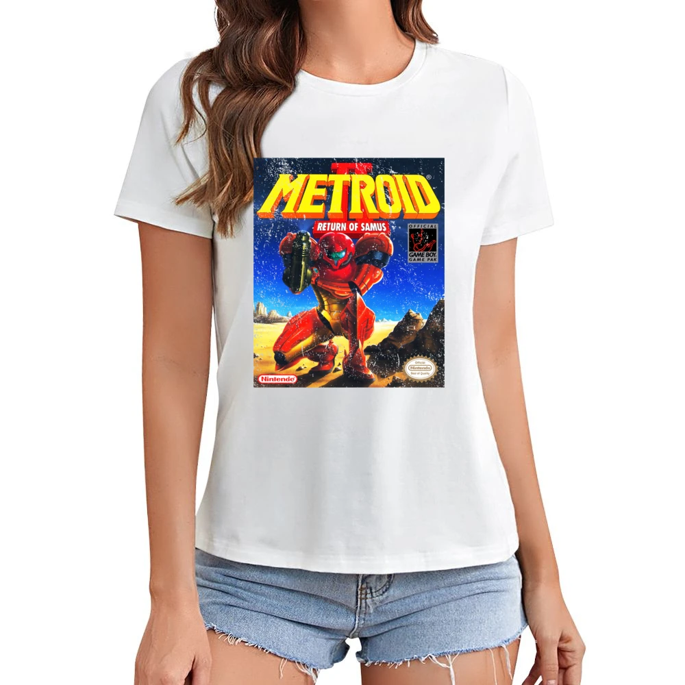 Metroid 2 Return Of Samus Game Boy Nintendo Old School Retro Video Gam Asian Size Women Ladies T-shirt