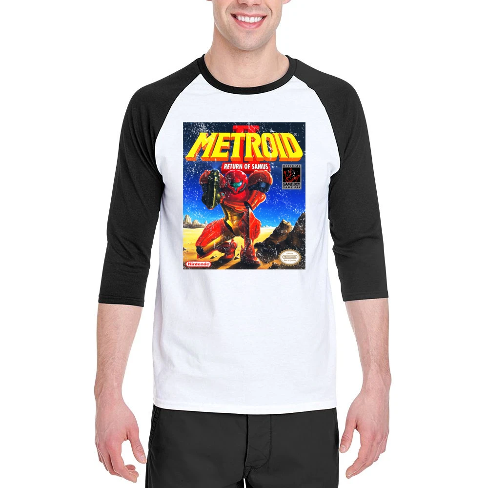 Metroid 2 Return Of Samus Game Boy Nintendo Old School Retro Video Gam Men 3/4 Sleeve T-Shirt