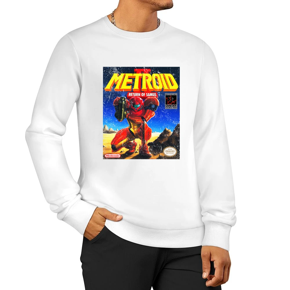 Metroid 2 Return Of Samus Game Boy Nintendo Old School Retro Video Gam Men Pullover Sweatshirt