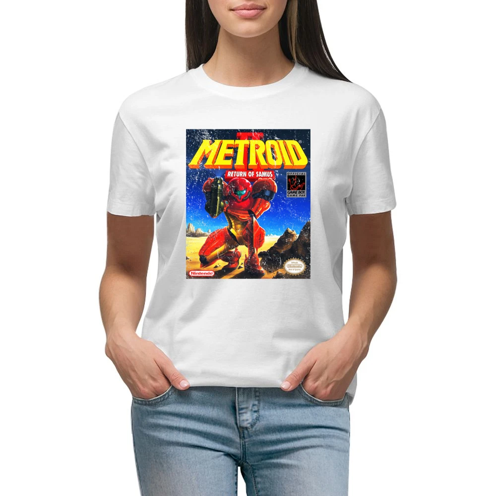 Metroid 2 Return Of Samus Game Boy Nintendo Old School Retro Video Gam Premium Women Ladies T-shirt