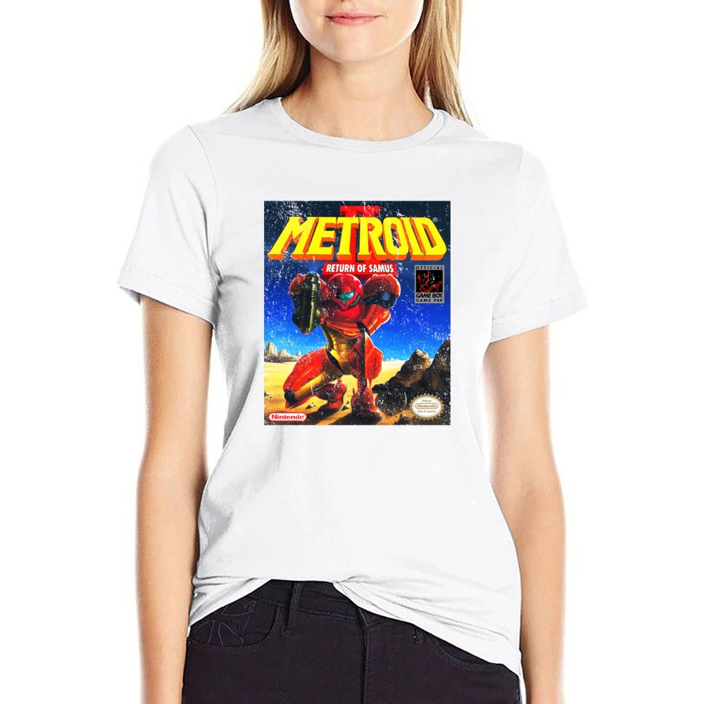 Metroid 2 Return Of Samus Game Boy Nintendo Old School Retro Video Gam US Size Women Ladies T-shirt