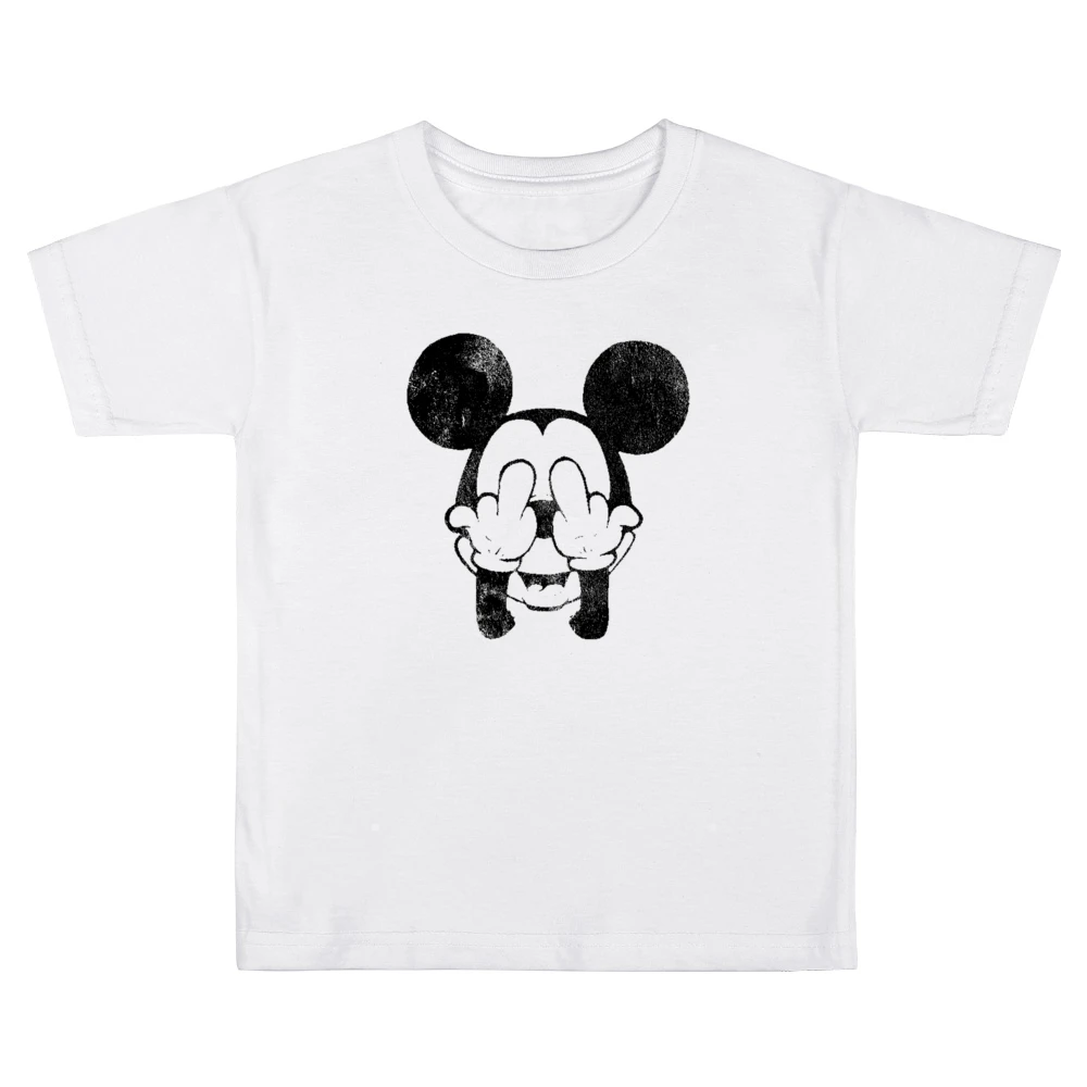 Mickey Mouse Middle Fingers Fun Graphic Tee Shirt Kids Boys Girls T-Shirt