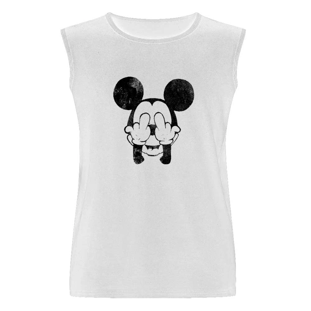 Mickey Mouse Middle Fingers Fun Graphic Tee Shirt Men Sleeveless T-Shirt