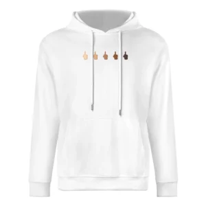 Middle Finger Emoji Fun Cell Phone Multi Race Graphic Tee Shirt European Size Men Hoodie
