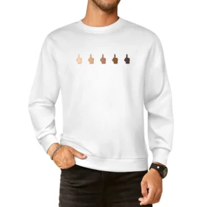 Middle Finger Emoji Fun Cell Phone Multi Race Graphic Tee Shirt European Size Pullover Sweater