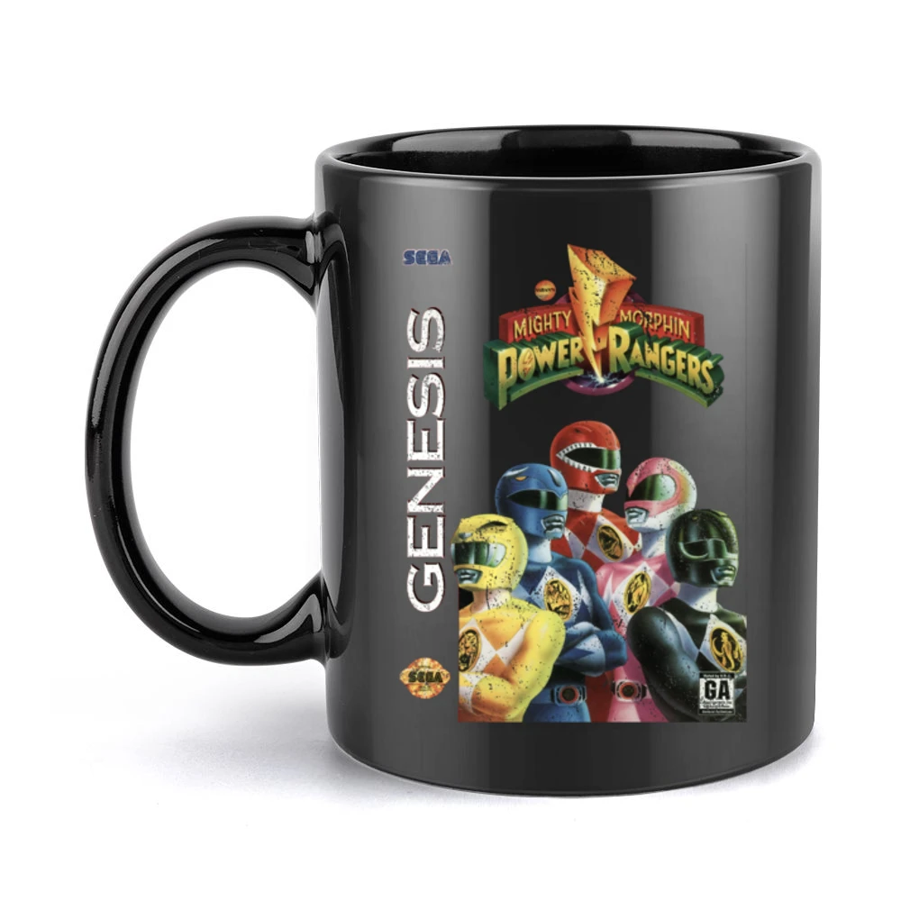 Mighty Morphin Power Rangers Sega Genesis Old School Retro Video Game Black Mug