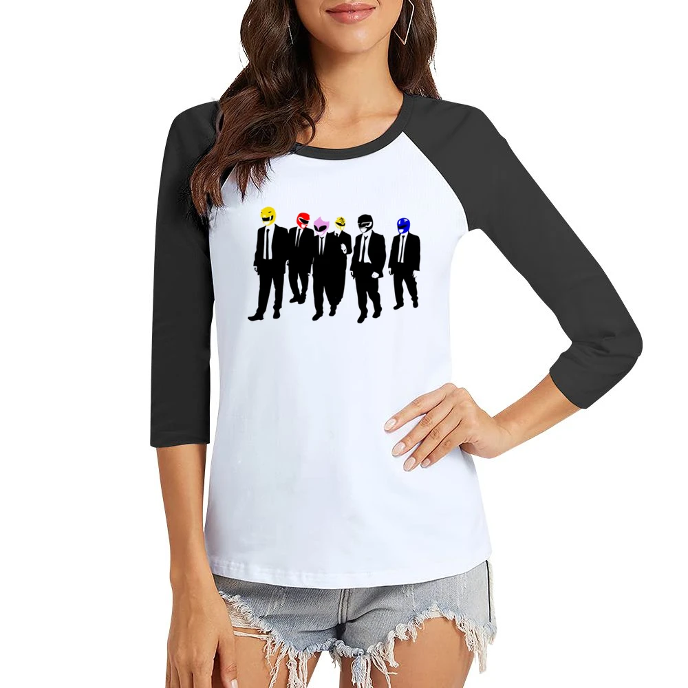 Mighty Morphin reservoir dog power ranger parody funny Women Ladies 3-4 Sleeve T-Shirt