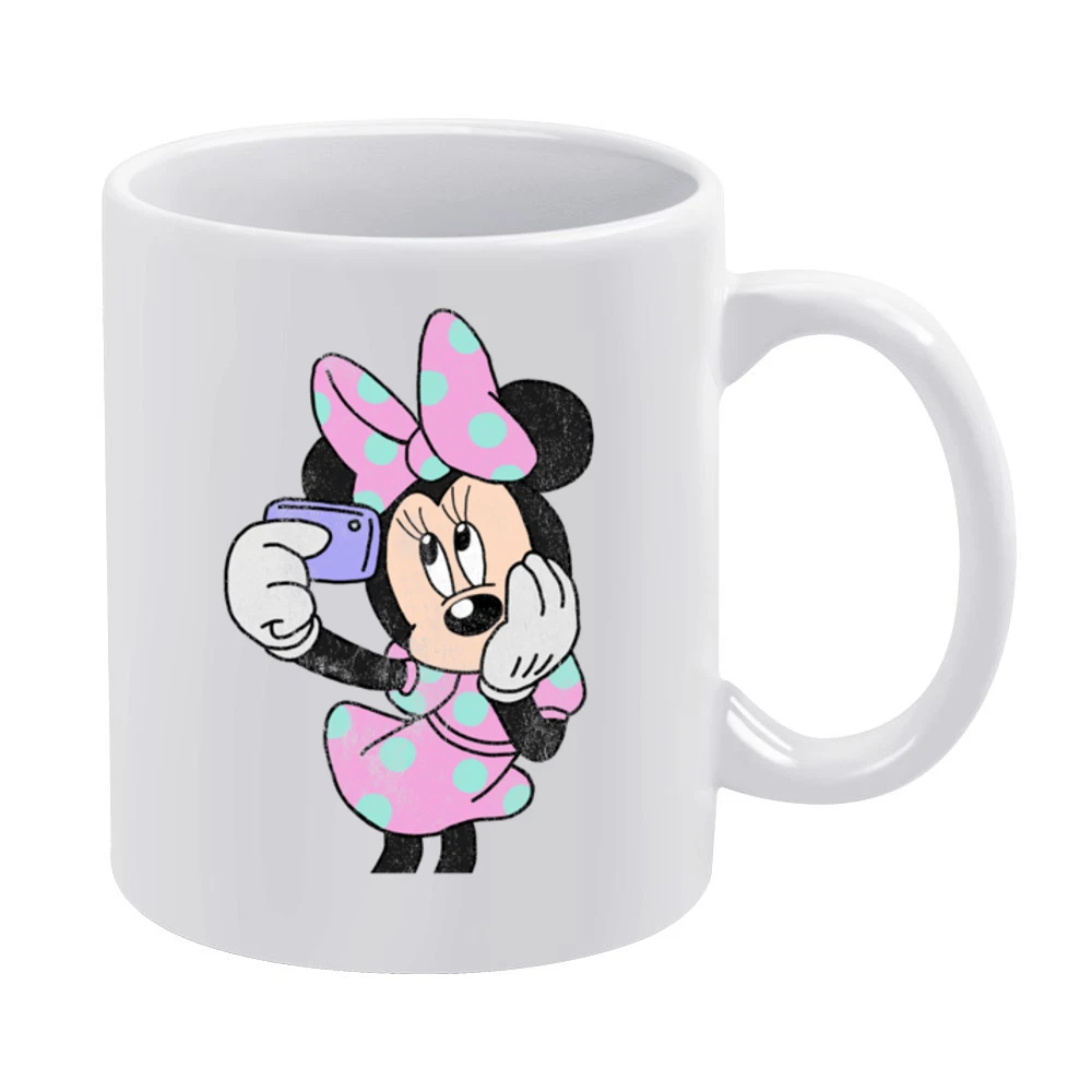 Minnie Mouse Vintage Selfie Popular Distressed Graphic Disney Fan T Sh White Mug