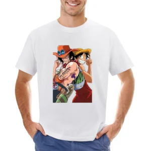 Monkey D Luffy and portgas D Ace one pice anime manga Asian Size Men T-Shirt