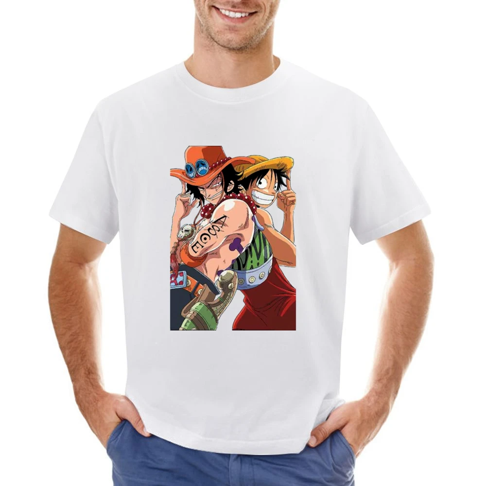 Monkey D Luffy and portgas D Ace one pice anime manga Asian Size Men T-Shirt
