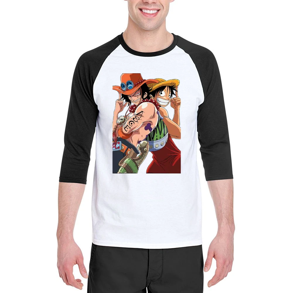 Monkey D Luffy and portgas D Ace one pice anime manga Men 3/4 Sleeve T-Shirt