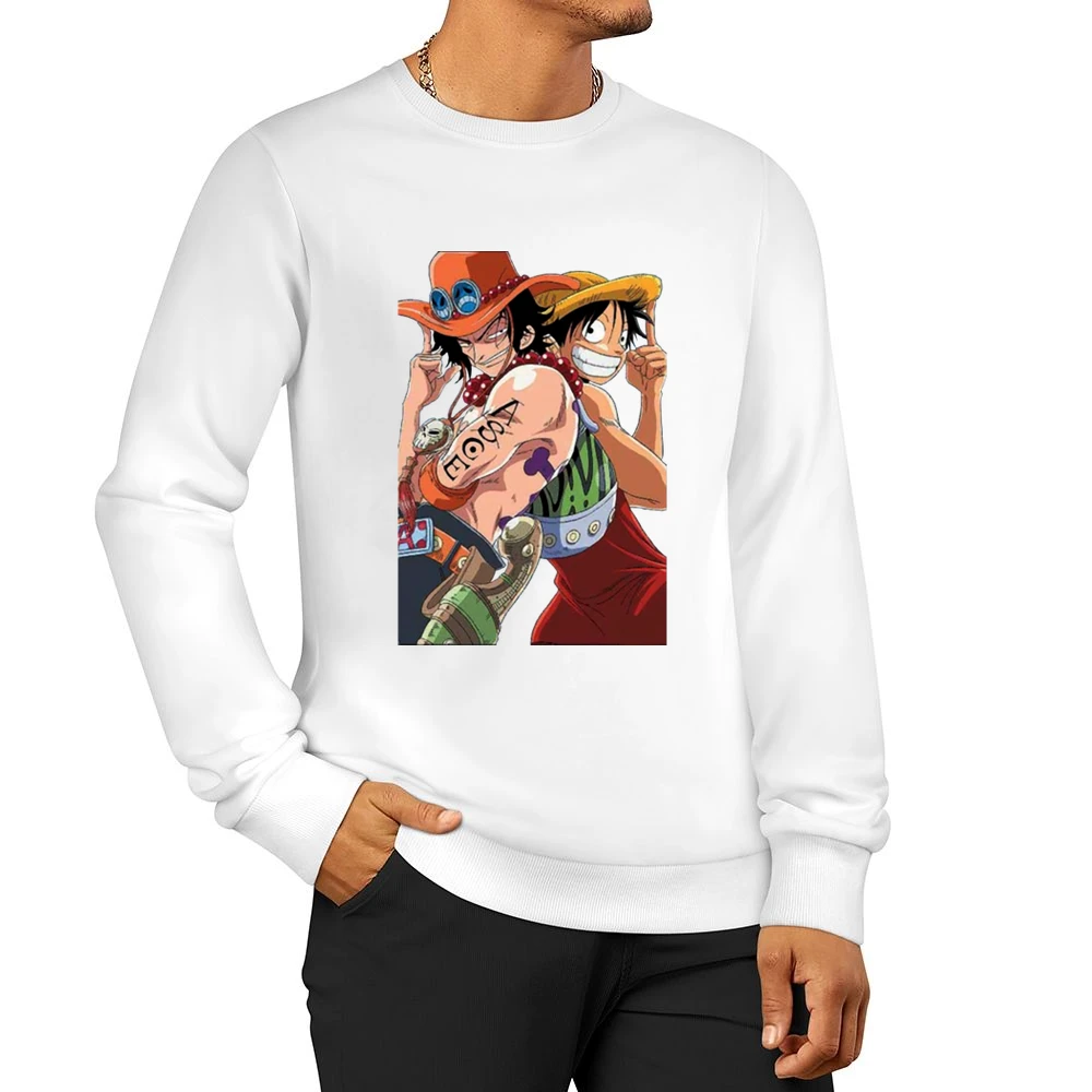 Monkey D Luffy and portgas D Ace one pice anime manga Men Pullover Sweatshirt