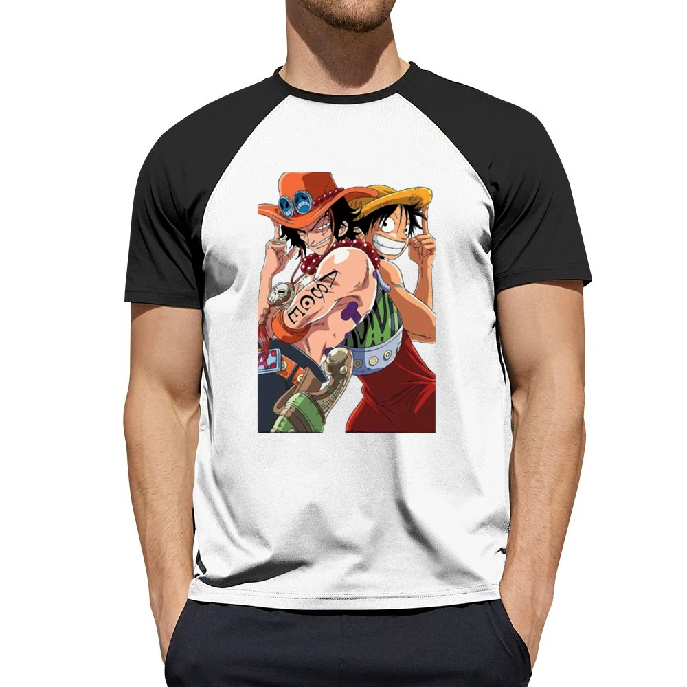 Monkey D Luffy and portgas D Ace one pice anime manga Men Short Sleeve T-Shirt