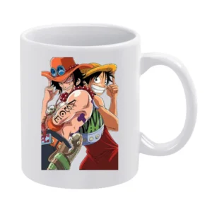 Monkey D Luffy and portgas D Ace one pice anime manga White Mug
