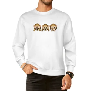 Monkey Shy Emojis See No Evil Hear No Evil Speak No Evil Fun Graphic T European Size Pullover Sweater