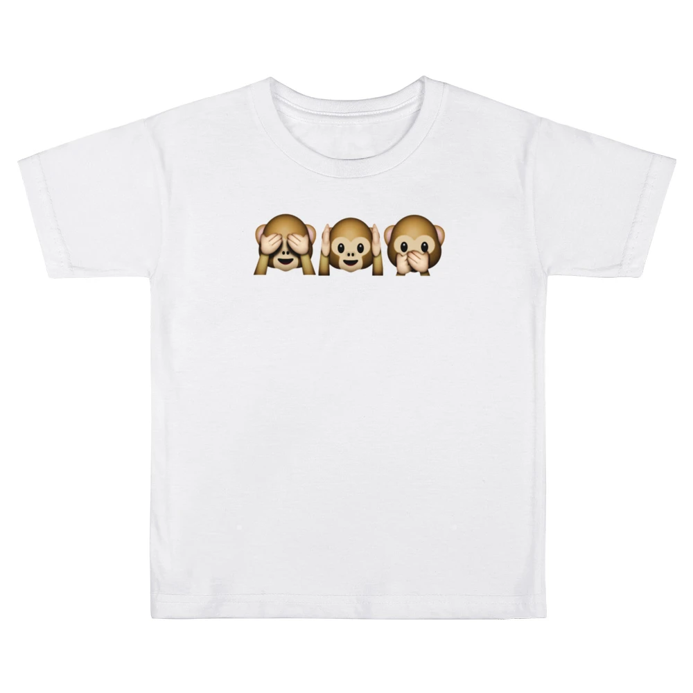 Monkey Shy Emojis See No Evil Hear No Evil Speak No Evil Fun Graphic T Kids Boys Girls T-Shirt