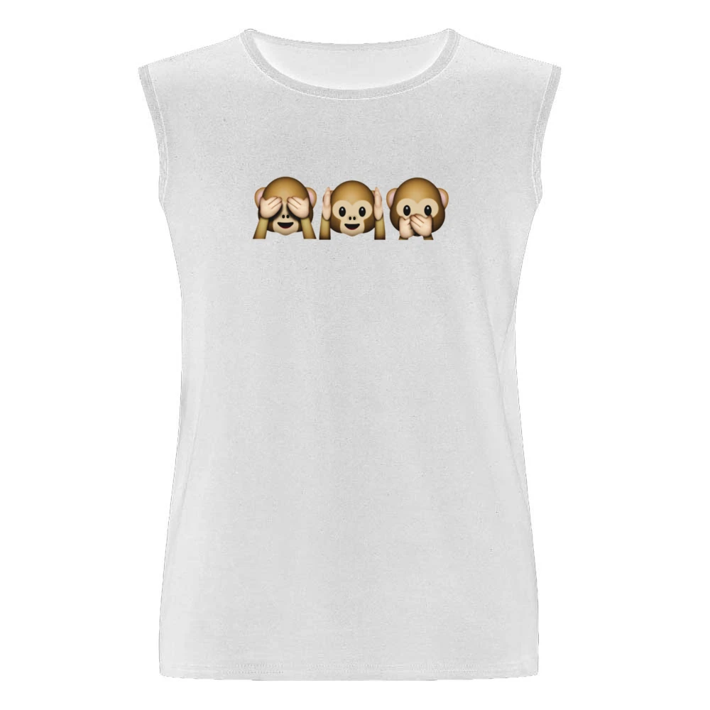 Monkey Shy Emojis See No Evil Hear No Evil Speak No Evil Fun Graphic T Men Sleeveless T-Shirt