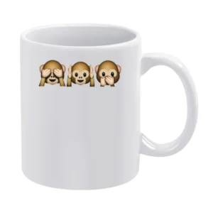 Monkey Shy Emojis See No Evil Hear No Evil Speak No Evil Fun Graphic T White Mug
