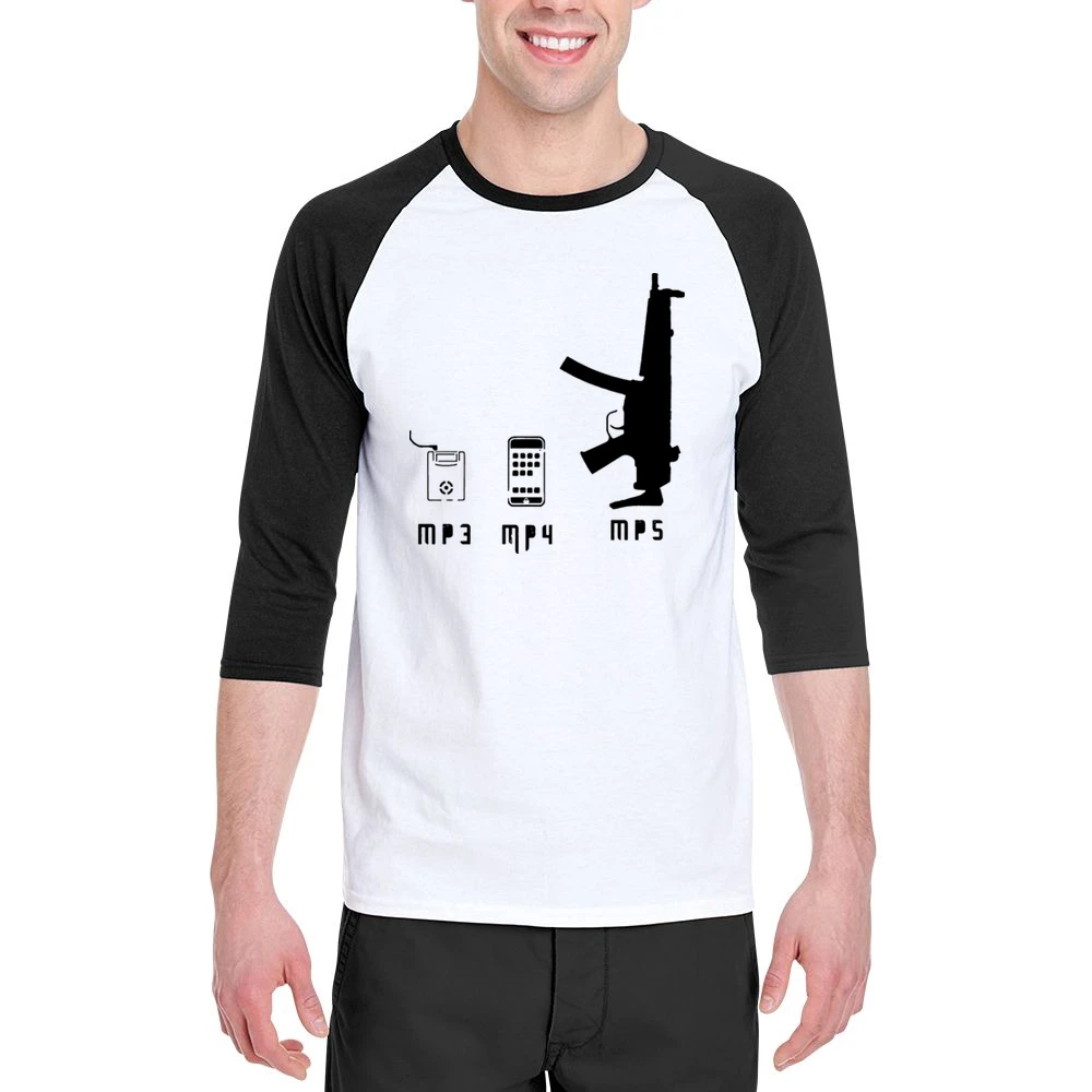 Mp3 Mp4 Mp5 Types Funny Men 3/4 Sleeve T-Shirt