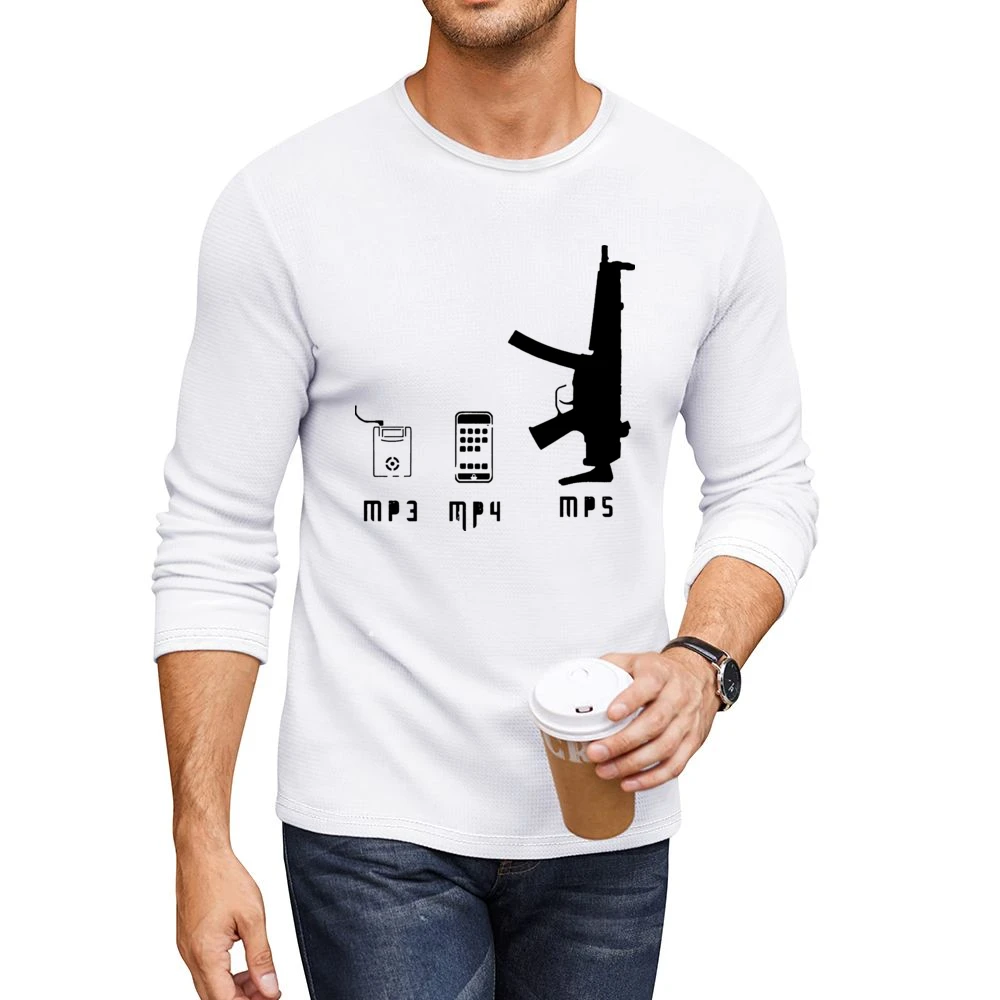 Mp3 Mp4 Mp5 Types Funny Men CrewNeck Long Sleeve T-Shirt