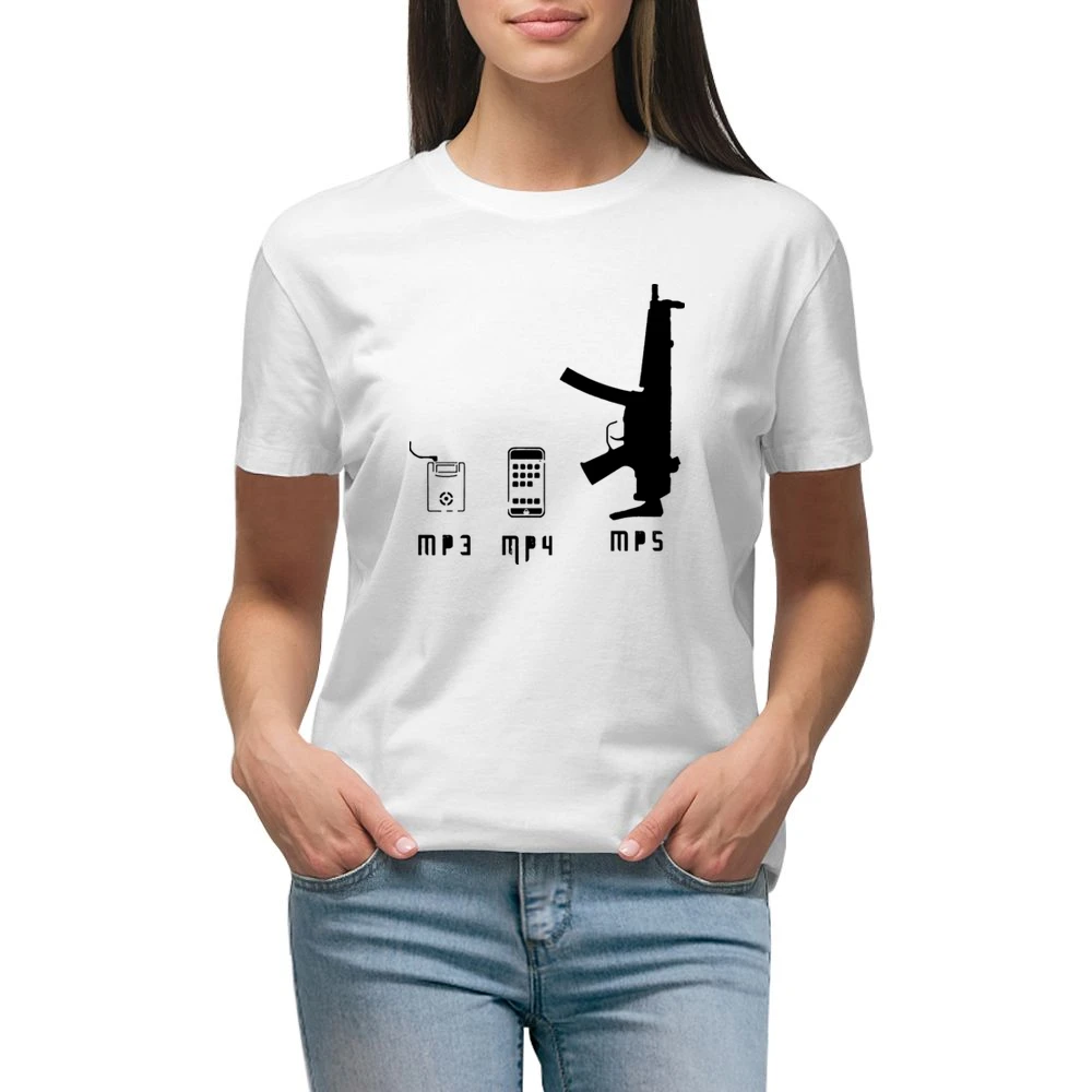 Mp3 Mp4 Mp5 Types Funny Premium Women Ladies T-shirt