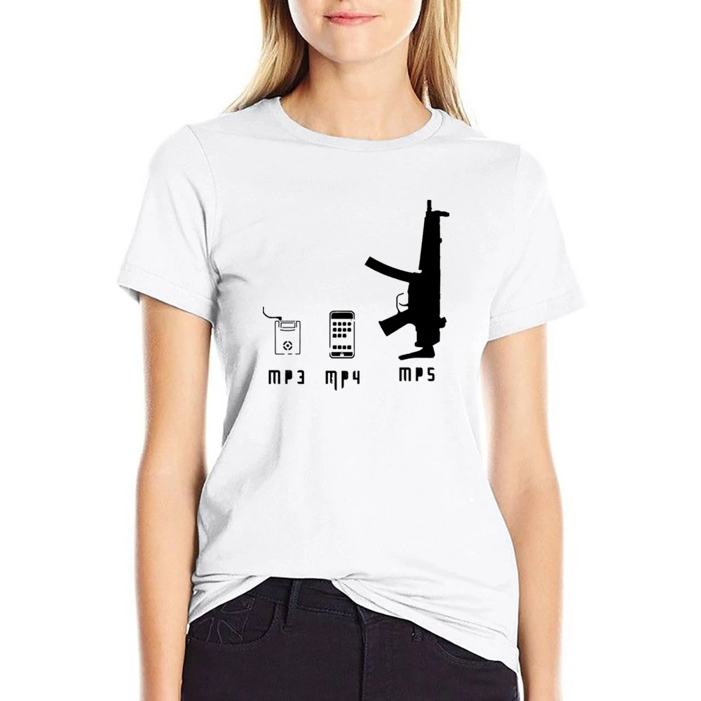 Mp3 Mp4 Mp5 Types Funny US Size Women Ladies T-shirt