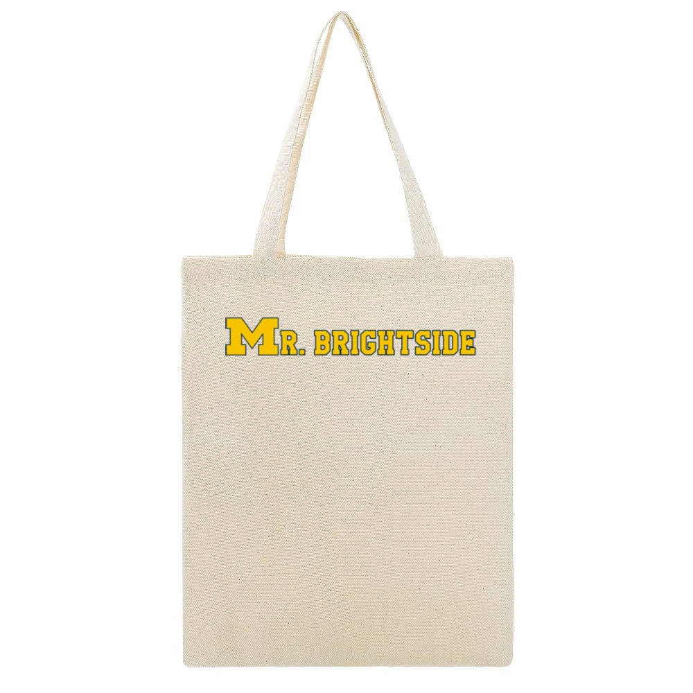 Mr Brightside Michigan Football Fan Beige Canvas Tote Shopping Bag