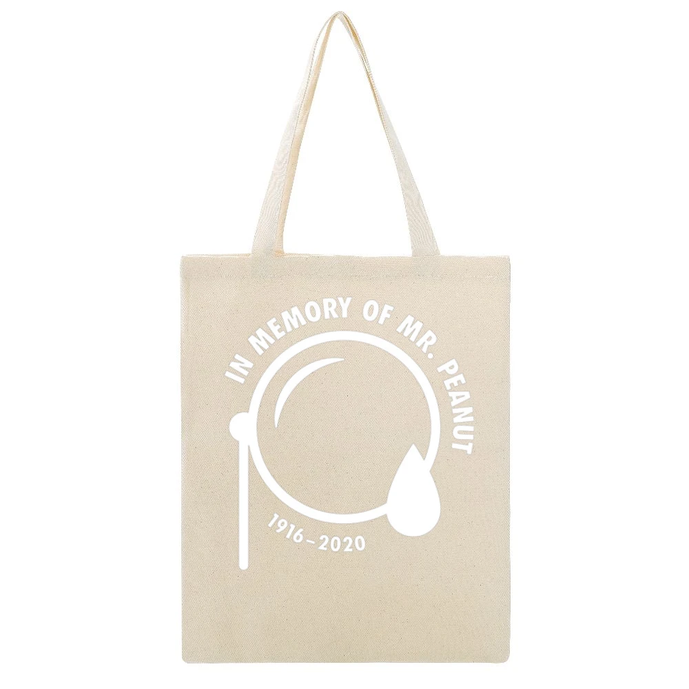 Mr Peanut In Memory Of Rip Planters Peanuts Beige Canvas Tote Shopping Bag