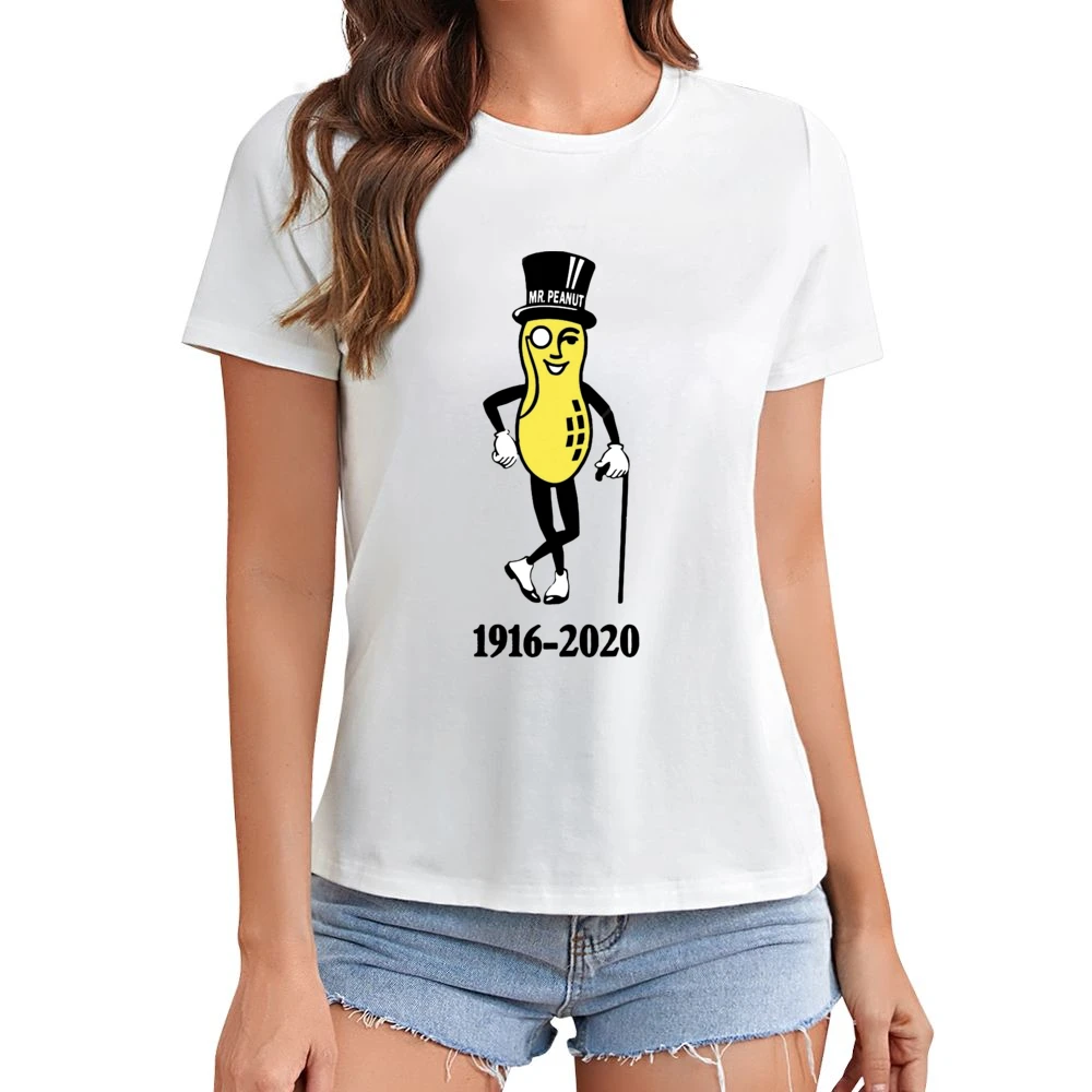 Mr Peanut Rip Planters Peanuts Pop Culture Food Black Asian Size Women Ladies T-shirt
