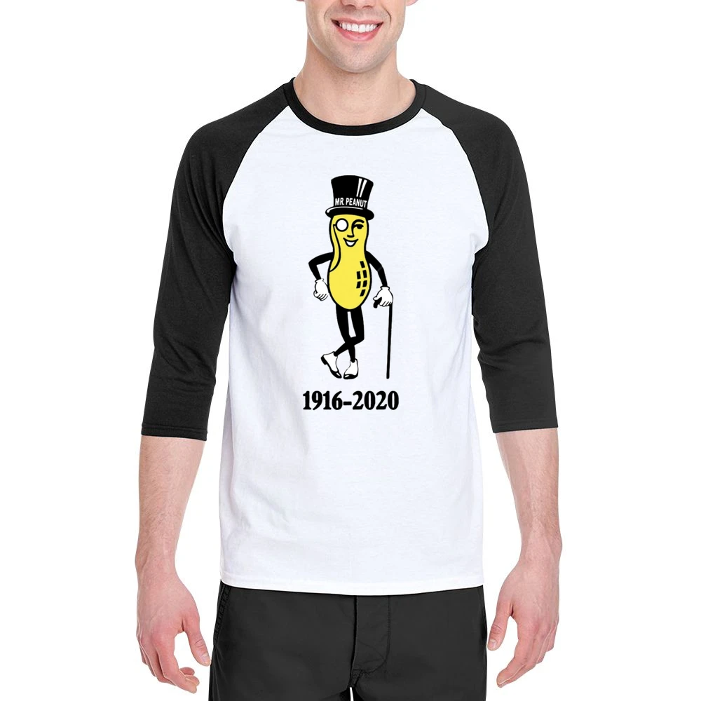 Mr Peanut Rip Planters Peanuts Pop Culture Food Black Men 3/4 Sleeve T-Shirt