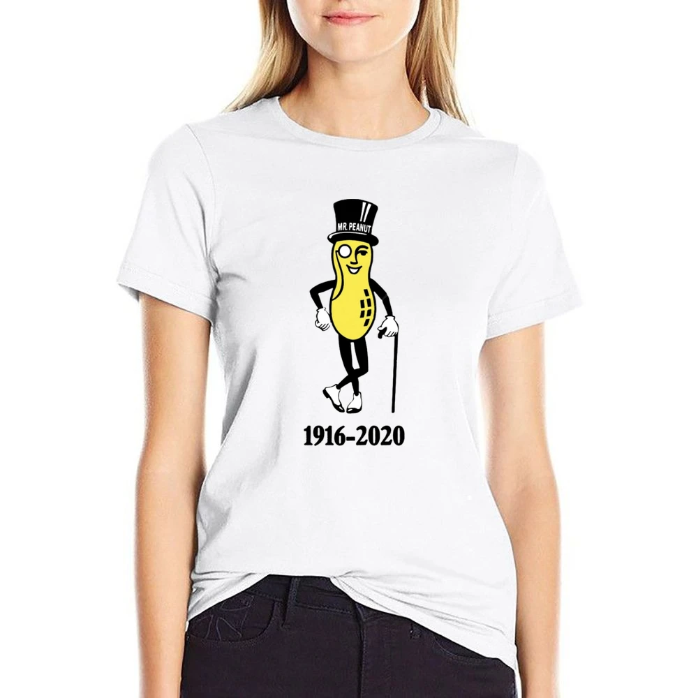 Mr Peanut Rip Planters Peanuts Pop Culture Food Black US Size Women Ladies T-shirt