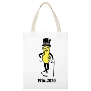 Mr Peanut Rip Planters Peanuts Pop Culture Food Black White Canvas Tote Shopping Bag
