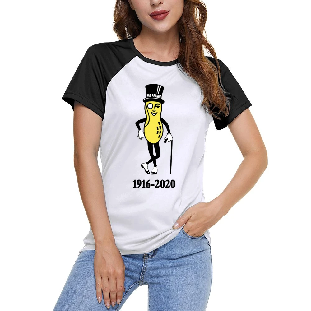 Mr Peanut Rip Planters Peanuts Pop Culture Food Black Women Ladies Short Sleeve T-Shirt