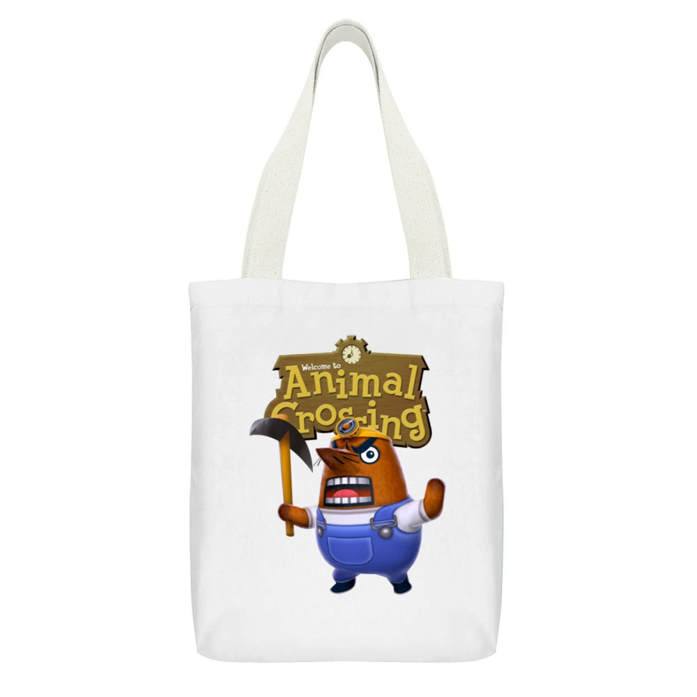 Mr Resetti From Animal Crossing Nintendo Video Game Fan White Canvas Tote Shopping Bag With Interior Pocket