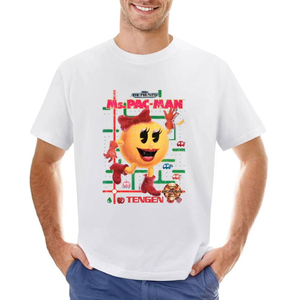 Ms Pacman Sega Genesis Old School Retro Video Game Fan Distressed Blac Asian Size Men T-Shirt