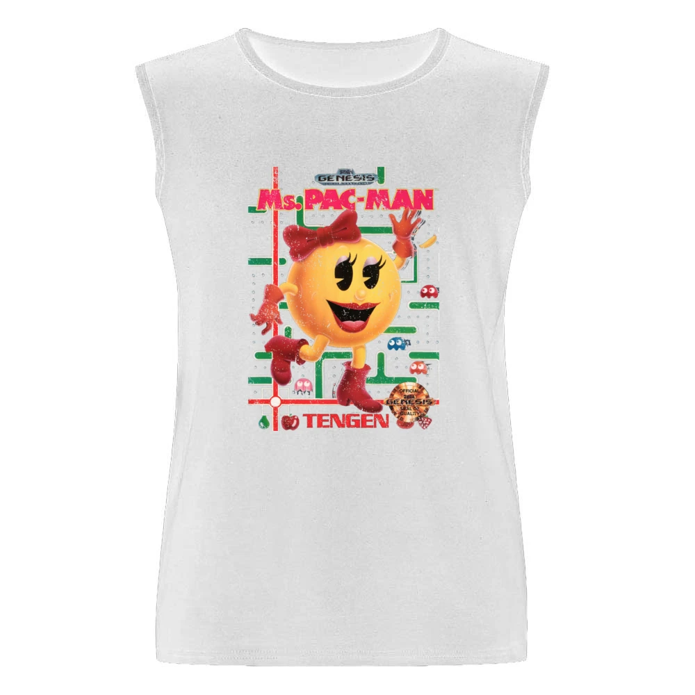 Ms Pacman Sega Genesis Old School Retro Video Game Fan Distressed Blac Men Sleeveless T-Shirt