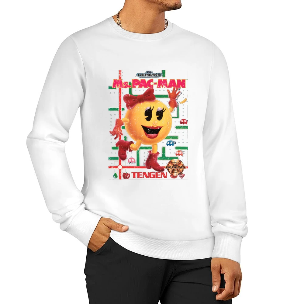 Ms Pacman Sega Genesis Old School Retro Video Game Fan Distressed T Sh Men Pullover Sweatshirt