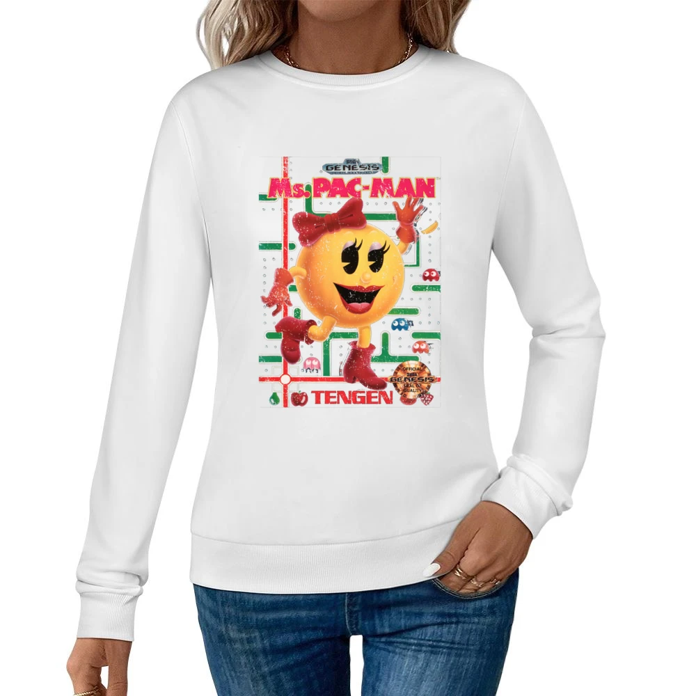 Ms Pacman Sega Genesis Old School Retro Video Game Fan Distressed T Sh Women Pullover Sweatshirt